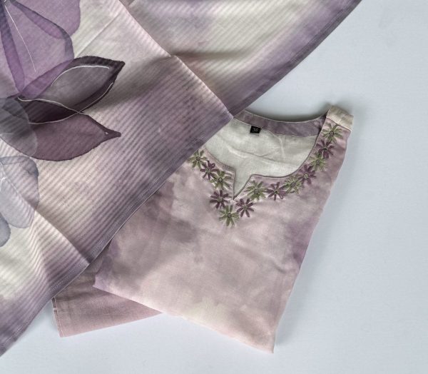 KCH0057:Lavender Dream Linen Cotton Kurta Suit - Image 8