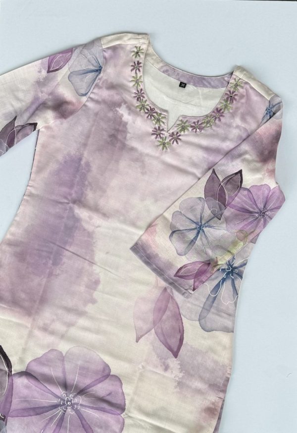 KCH0057:Lavender Dream Linen Cotton Kurta Suit - Image 9