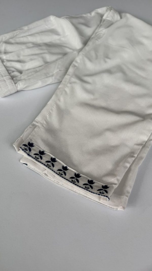 KCH0058:Cotton White Kurta Suit With Royal Blue Touch - Image 11