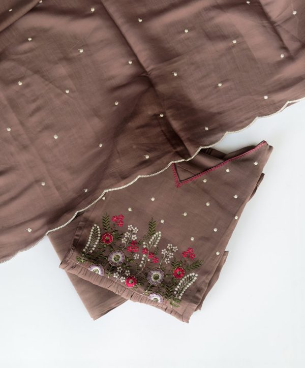 KCH0059:Dewy Brown Pure Mul Chanderi Kurta Suit - Image 6