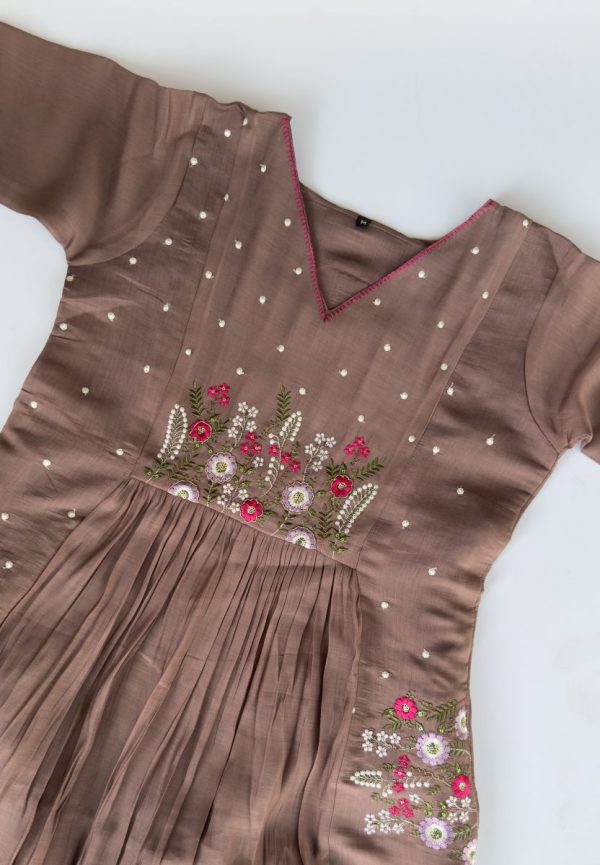KCH0059:Dewy Brown Pure Mul Chanderi Kurta Suit - Image 7