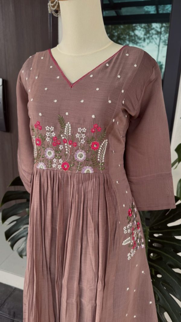 KCH0059:Dewy Brown Pure Mul Chanderi Kurta Suit - Image 5