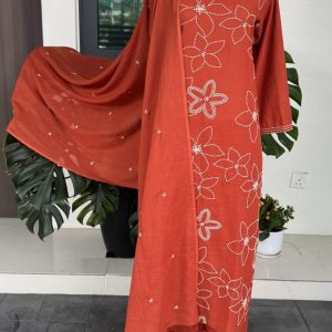 KCH0060:Orange Bloom Cotton Kurta Suit