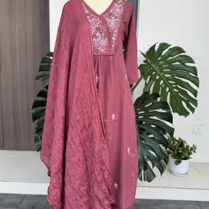 KCH0062:Vintage Rust Floral Cotton Kurta Suit