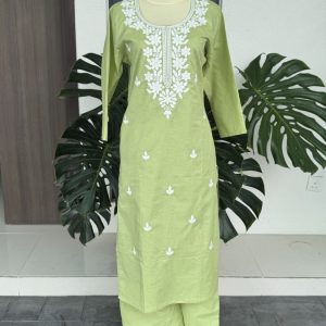 KCH0067:Apple Green Cotton Chikankari Kurta Suit