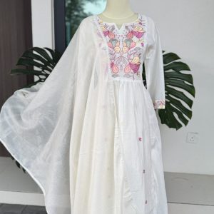 KCH0068:Off White Mul Cotton Kurta Suit