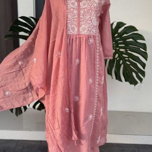 KCH0070:Salmon Dream Pure Cotton Embroidered Kurta Suit