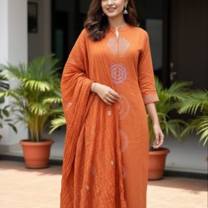 KCH0076:Rust Cotton Kurta Suit