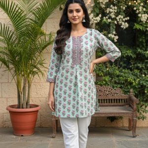 KCH0089:Mint Floral Print Tunic