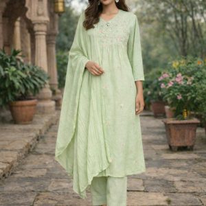 KCH0099:Sage Floral Cotton Kurta Suit