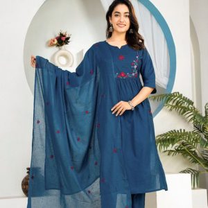 KCH0117:Deep Blue Light Cotton Kurta Suit