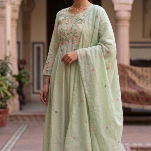 KCH0115:Pastel Petal Pure Mul Cotton Suit