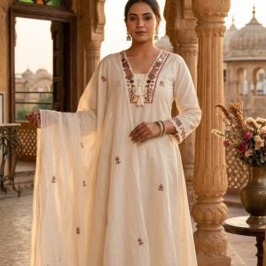 KCH0116:Off-White Cotton Kurta Suit