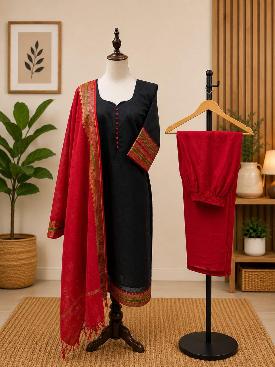 KCH0133:Chettinad Heritage Handloom Suit - Image 2