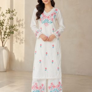 KCH0132:Floral Khadi Cotton 2pc Suit