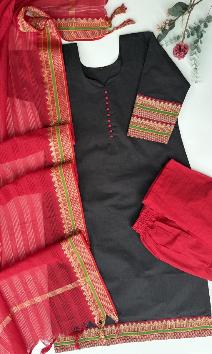 KCH0133:Chettinad Heritage Handloom Suit - Image 3