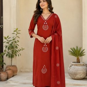 KCH0150:Aaradhya Rust Cotton Suit