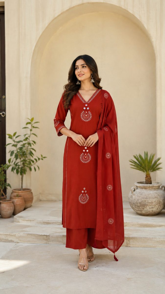 KCH0150:Aaradhya Rust Cotton Suit