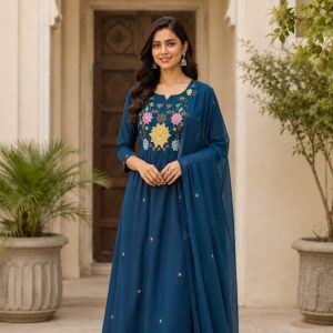 KCH0151:Deep Teal Cotton Suit
