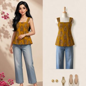 KCH0144:Mustard Paisley Swing Top