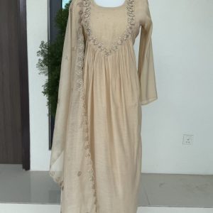 KCH0140:Royal Champagne Pure Mul Chanderi Suit